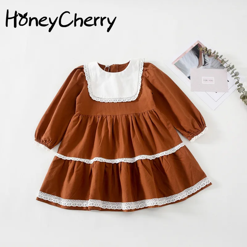 

2020 Autumn New Girls' Cotton and Linen Dress Korean Little Girl Fashion Princess Dress baby girl clothes
