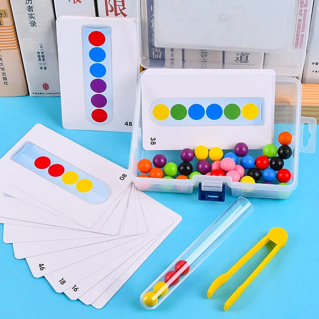 Clip beads test tube toy children logic concentration fine motor training game Montessori teaching aids educational toy for kids 1