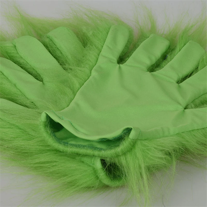 gloves Как Grinch украли Рождество Grinch косплей маска перчатки Рождественский костюм зеленая маска на все лицо плюшевые перчатки опора - Цвет: gloves