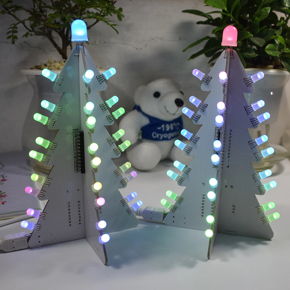 Рождественский подарок DIY акриловый 3D светодиодный полноцветный электронный Обучающий набор для рождественской елки с акрилом