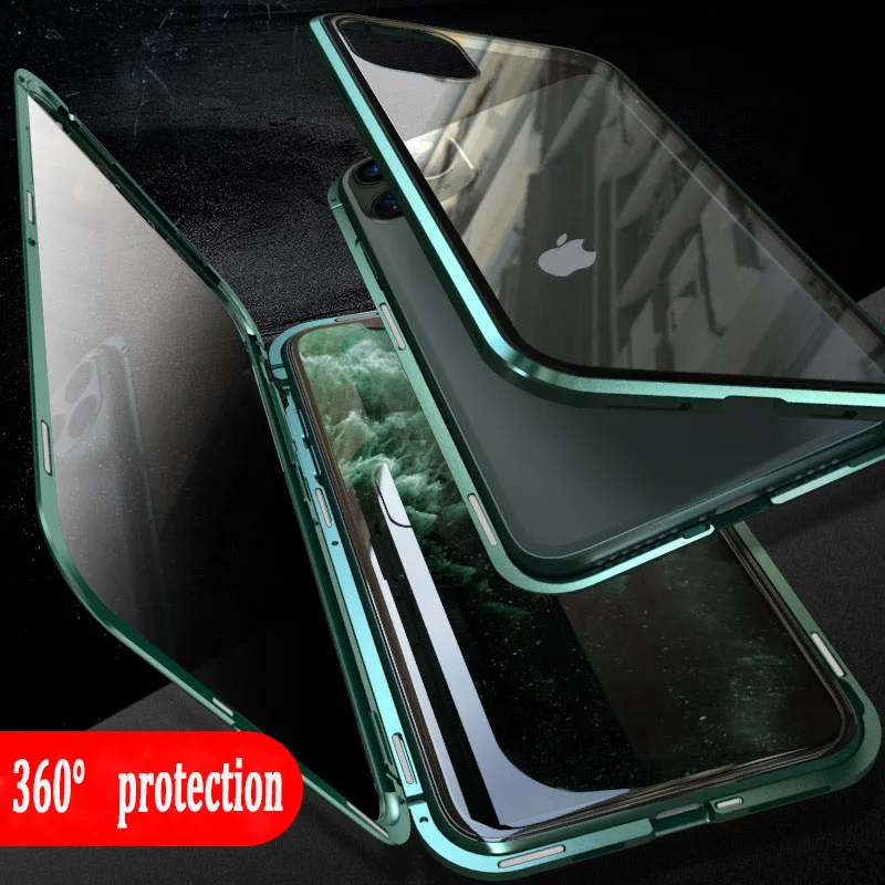 Противоударный магнитный металлический чехол для iPhone 11 Pro XS Max XR 6 6S 7 8 Plus