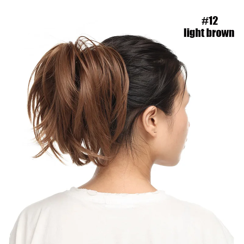 light brown S-noilite грязный конский хвост Сделай Сам короткий Волнистый зажим в Коготь Конский хвост Наращивание волос Синтетические волосы для Updo поддельные волосы для женщин - Цвет: light brown