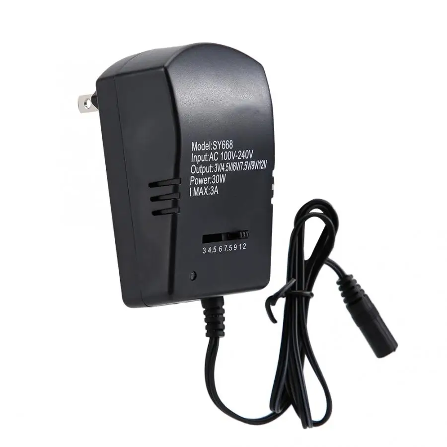 Универсальный 30W 3 v/4,5 v/6 v/7,5 v/9 v/12 v адаптер питания постоянного тока с регулируемым напряжением(100-240V US Plug) дорожный преобразователь