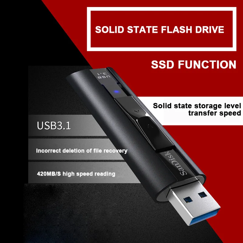 Sandisk флешка CZ880 Экстремальный PRO 128 ГБ USB 3,1 твердотельный флеш-накопитель 256 ГБ флеш-накопитель высокоскоростной 420 МБ/с./с usb-накопитель флешки