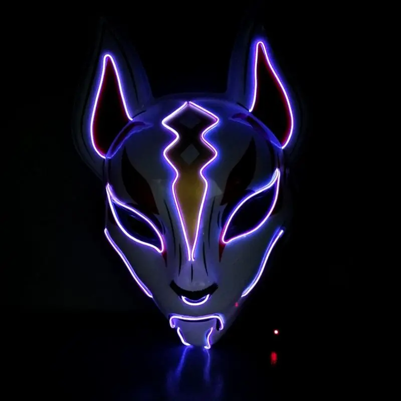 Хэллоуин фестиваль светящаяся маска животное лисица маска для лица Бар вечерние танцевальные представления Fearsome Ночная световая маска HF - Цвет: Z