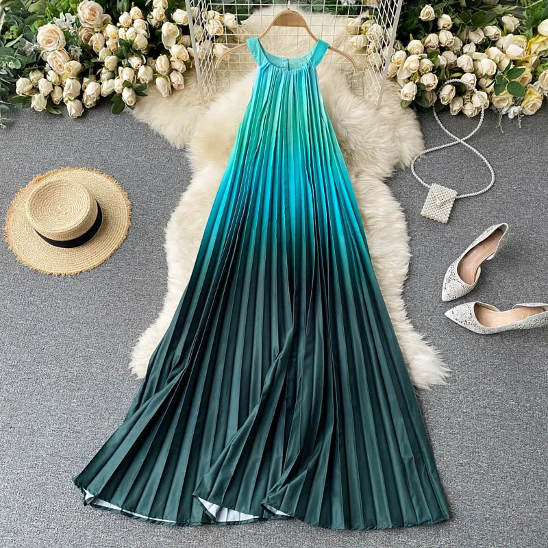 chinese dress ladies Multi Color Pleated Maxi Dress main image 1