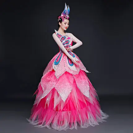 J roze pauw bloem bloemblaadjes fee baljurk lange jurk baljurk studio/stage/chorus/Victoriaanse jurk J roze pauw bloem bloemblaadjes fee baljurk lange jurk baljurk studio/stage/chorus/Victoriaanse jurk