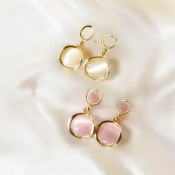 

S925 Silver Needle Versatile Retro Imitation Opal Earrings Normcore Style Korean-style New Style Non-mainstream Ear Stud Women's