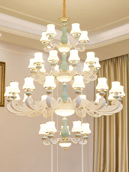 

European Luxury LED Chandelier Lighting Zinc Alloy Compound Building Large Hanging Lamp Living Room Villa Hotel Lobby Luminaires