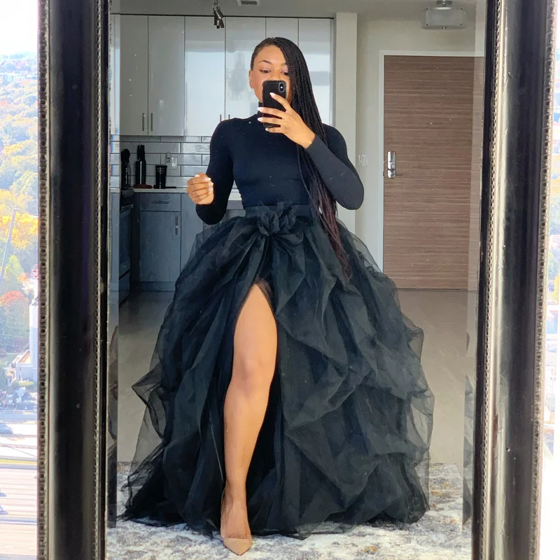 Fashion Women Female Skirts Faldas Mujer Tulle Vintage Spring Summers Pleated Party Long Skirt Adult Tutu Dancing Wedding | Женская