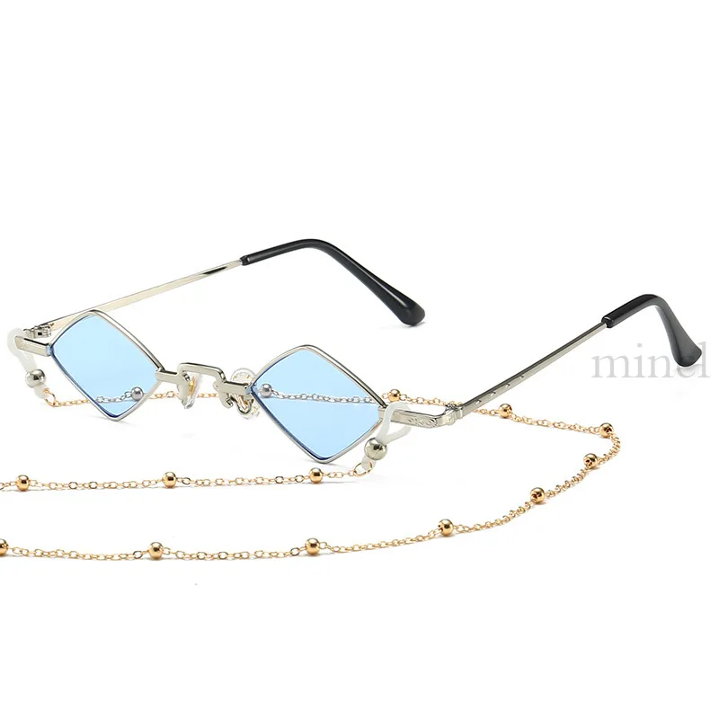 New Fashion Frame Small Punk Sunglasses Women Men Vintage Irregular Gradient Big Sun Glasses For Female Male With Chain NX