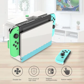 

USB Dual Cooling Fan Heatsink Switch Game Console Host Dock Stand Cooler Radiator For Nintendo Switch N-Switch Dock Creamy White