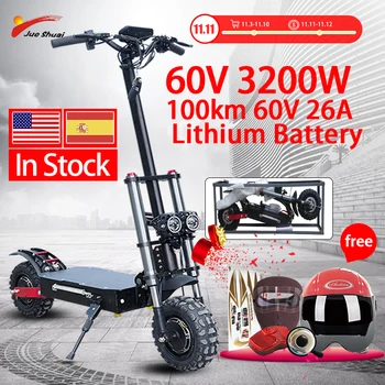 

60V3200W Adult Electric Scooter 60V20AH Battery 11inch Motor Wheel Off Road Fat Tire Dual Powerful Foldable E Scooter Hoverboard