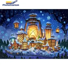 PhotoCustom Painting By Numbers Light house DIY Coloring By Numbers HandPainted Kits Pictures By Number 40*50cm