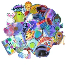 

50PCs Laser Flash Sticker Personality Waterproof Car Body Sticker Computer Water Cup Luggage Skateboard Guitar Sticker Toy