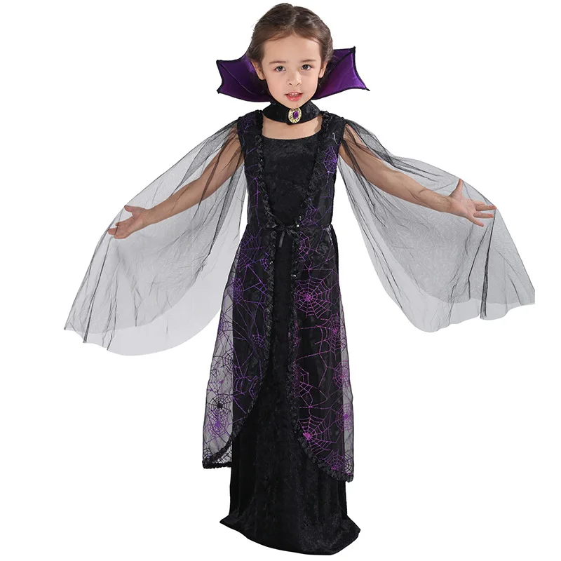 Детские костюмы; длинные юбки в стиле летучей мыши для девочек; вечерние костюмы на Хэллоуин