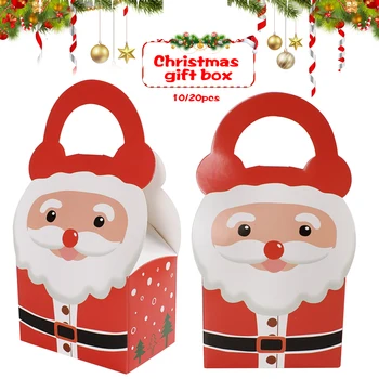 

In Stock 10/20pcs Cute Santa Pattern Apples Packaging Box Christmas Party Paper Favour Gift Cupcake Carrier Box