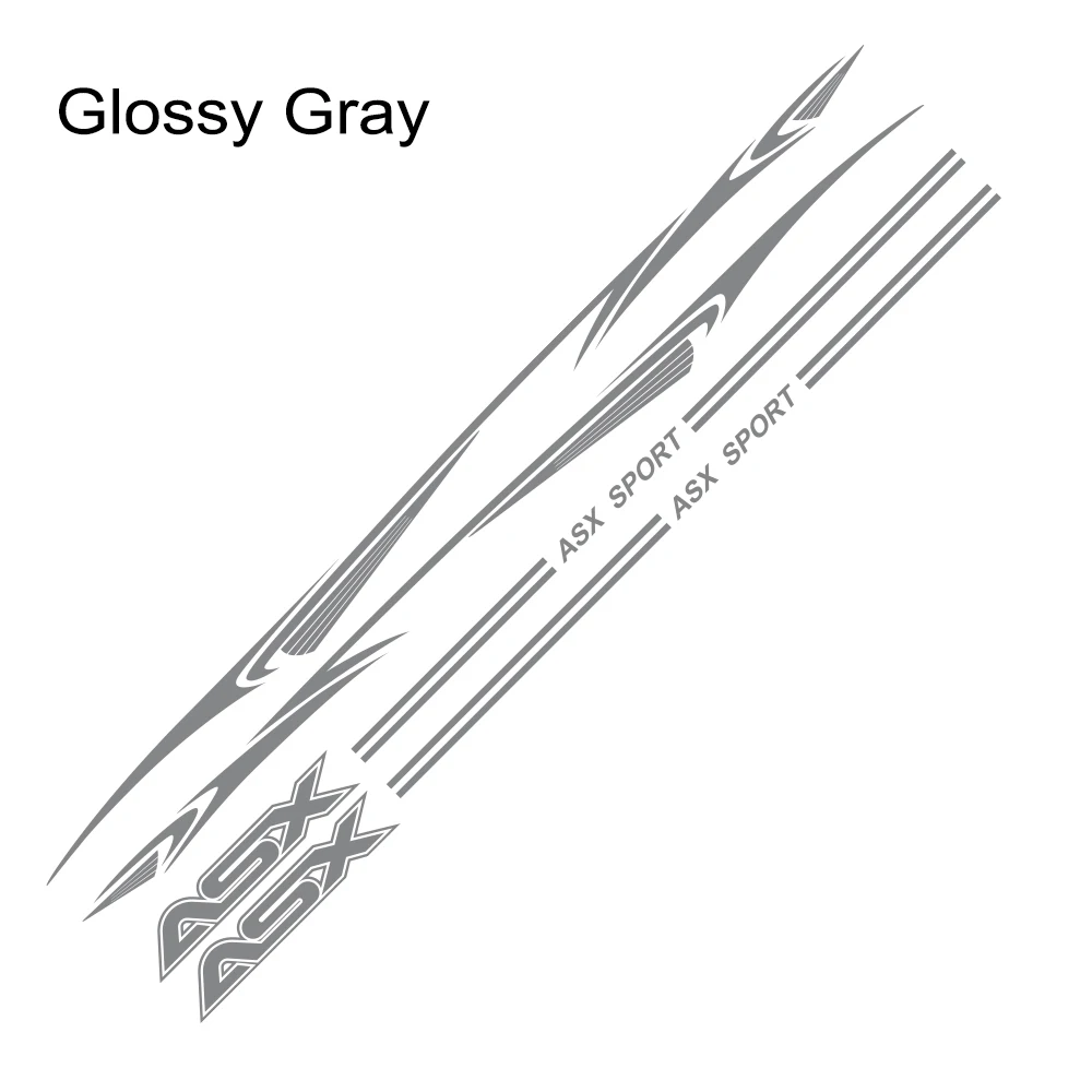 Glossy Gray 1 Набор забавных автомобильных наклеек для Mitsubishi ASX, светоотражающие автомобильные дверные боковые юбки, декоративные виниловые автомобильные наклейки и наклейки, аксессуары - Название цвета: Glossy Gray