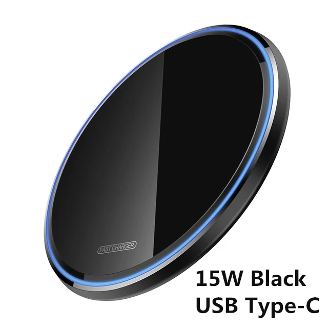 Black 15W DCAE Беспроводное зарядное устройство Qi Быстрая зарядка usb type C 15 Вт для samsung S10 S9 Note 10 9 10 Вт для iPhone 11 XS XR X 8 - Цвет: Black 15W