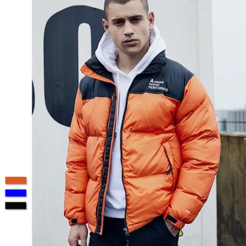 

Fashion New winter jacket men patchwork letter printed stand collar casual men's winter jacket thick warm men's coat outwear