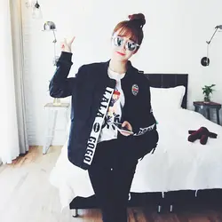 Летняя солнцезащитная, ветронепроницаемая Женская корейская мода тонкое пальто школьная Бейсбольная Куртка Harajuku в стиле хип-хоп Уличная