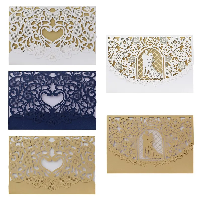  10 pcs/set Romantic Card Hollow Wedding Invitation Cards Cover Kit for Wedding Birthday Business Sh - 4000142646583
