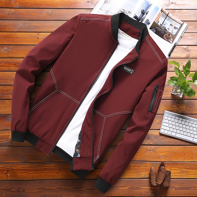 Buy 2019 Summer Autumn Mens Jacket Stand Collar Windbreaker Male Blue Baseball Jackets Casual Thin High Quality coats Size S-8XL