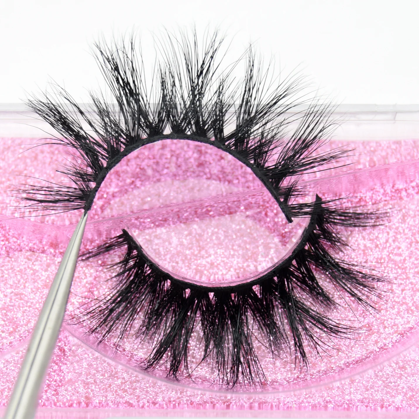 

Visofree Luxury 5D Mink Hair False Eyelashes Wispy Cross Fluffy Mink Lashes Extension Tools Makeup Handmade Mink Eyelashes K06
