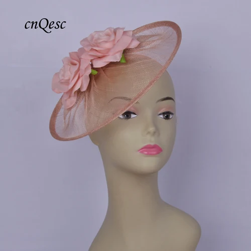 BLUSH PINK Румяна розовая роза украшение для волос в виде цветка блюдце головной убор Sinamay для гонок - Цвет: BLUSH PINK