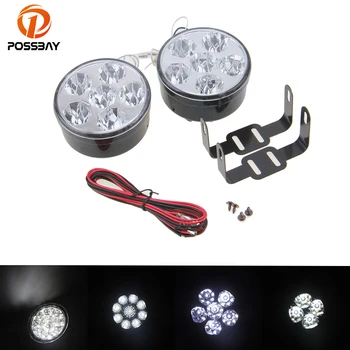 

POSSBAY 2 Pcs 6/9/18 LED White Daytime Running Light DRL Car Fog Light Driving Round Lamp 12V Head Lights
