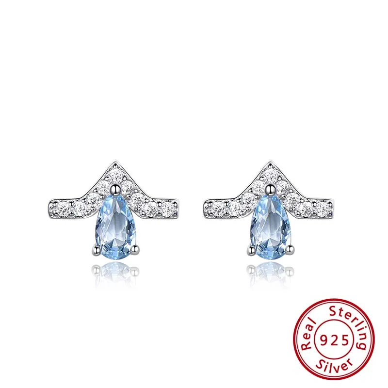 VSE12 ORSA JEWELS твердые 925 пробы серебряные серьги-гвоздики для женщин подлинный голубой топаз роскошные женские ювелирные изделия VSE05 - Цвет камня: VSE12