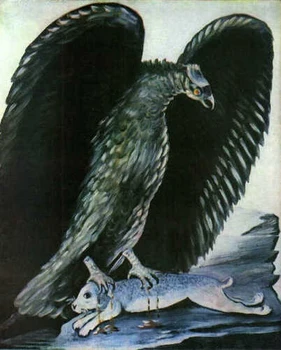 

Good art original hand painted oil painting on canvas ： An eagle and a captured rabbit
