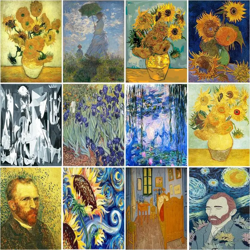 

SDOYUNO Diamond Painting Flower Van Gogh Cross Stitch Full Square Diamond Embroidery Sunflower Sale Rhinestones Pictures Home D
