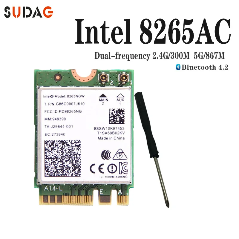 ДвухMU-MIMO 2 4G/5 Ghz Wifi Bluetooth для Intel 8265NGW беспроводной-AC 8265 NGFF 802.11ac 867Mbps 2x2 | Компьютеры и