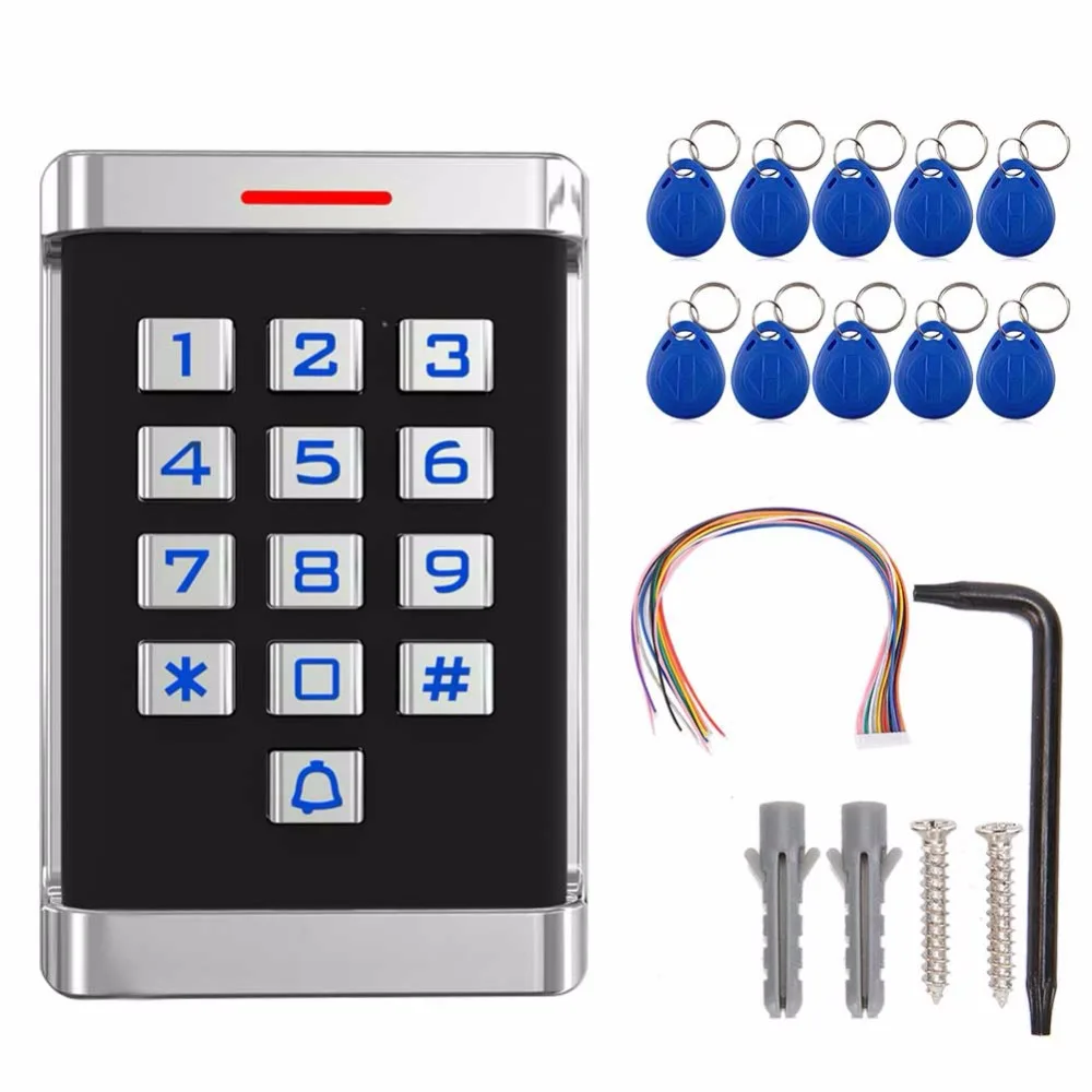 125 кГц RFID Wiegand 26 дверь металлическая машина контроля доступа с 10 ID карты DC12V-24V