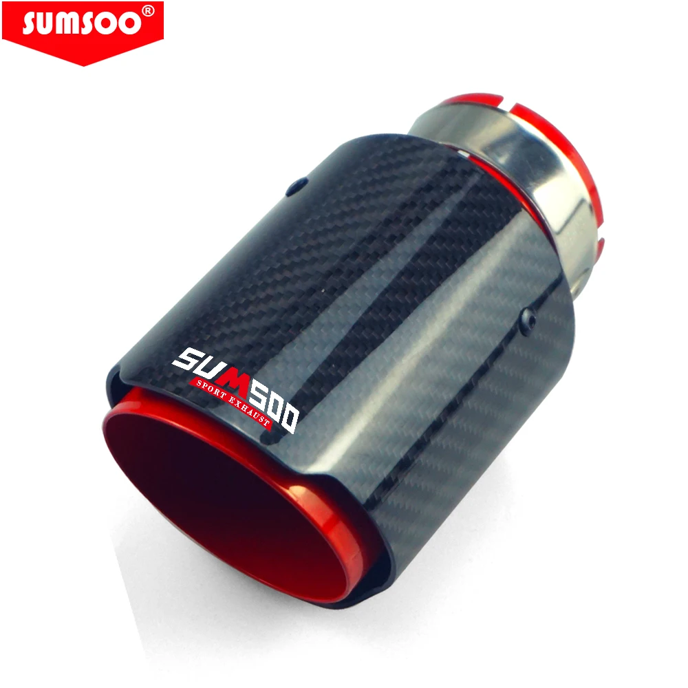 Подлинная красная/синяя Глянцевая Автомобильная выхлопная труба из нержавеющей стали SUMSOO из углеродного волокна, модифицированные универсальные аксессуары, глушитель, хвостовой наконечник|Шумоглушители| | АлиЭкспресс