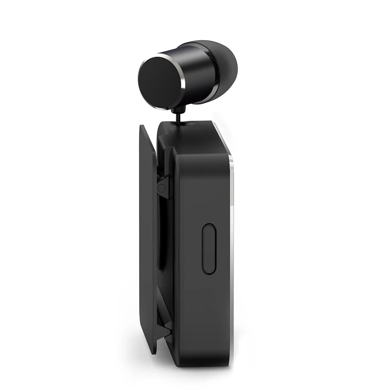 Mini Bluetooth 5 0 Headphone Clip on Cable Retractable Earphone Wireless Music Headsets Vibration Alert Hands free w Mic