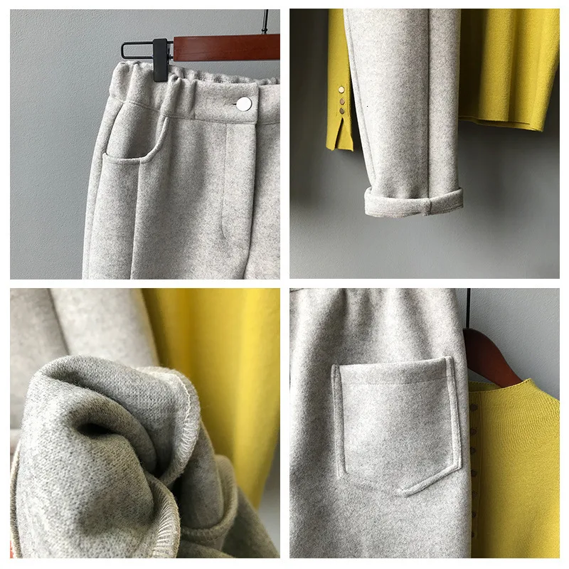 Mooirue осень Pantalon Femme Ol Haren утолщение шерстяные широкие брюки женские брюки