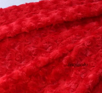 

New clothing plush fabric Three-dimensional rose plush red fabric 150cmx100cm