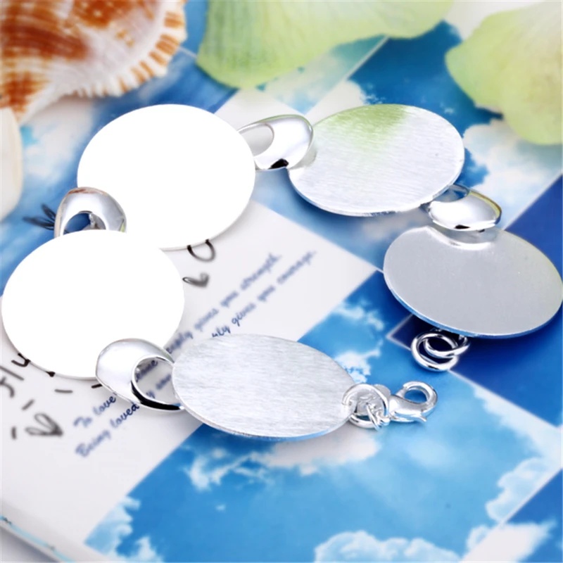 Charmhouse Chain Bracelet Sterling Silver Round Circles Bracelets& Bangles For Women Wristband Pulseira Vintage Jewelry Gift