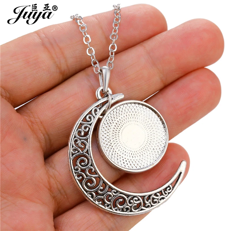 JUYA 5pcs/lot 20mm Inner Size 45+5cm Metal Chain Length Ancient Silver Necklace Pendant For Women Jewelry DIY Making Accessories