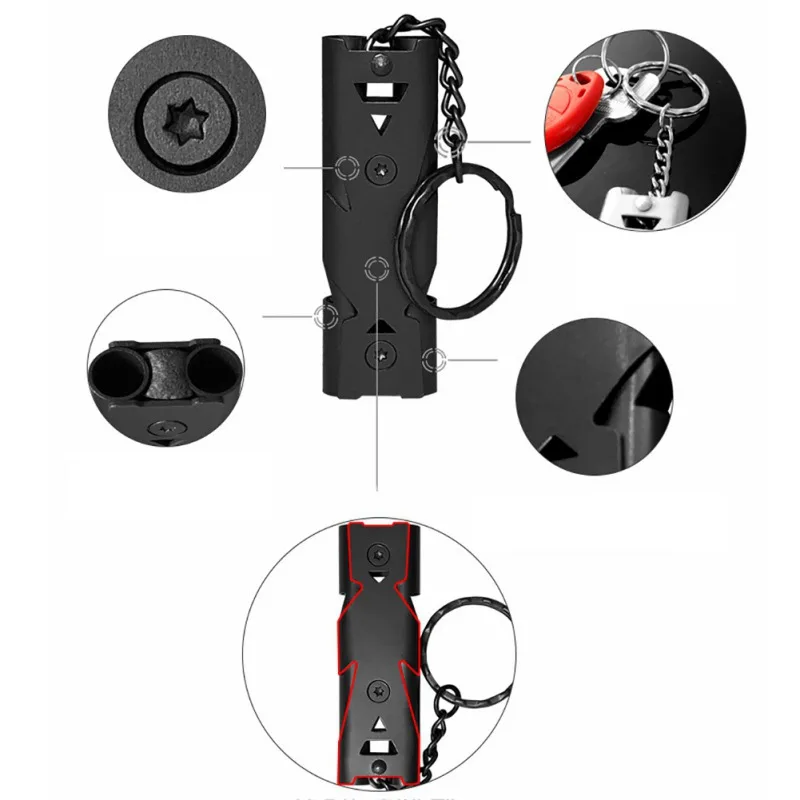 Открытый выживания из нержавеющей стали высокочастотный свисток для выживания в чрезвычайных ситуациях брелок SOS двойная трубка EDC свисток Кемпинг Туризм