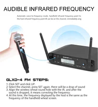 Microfone sem fio G-MARK d4 profissional 2 canais uhf sistema dinâmico mic freqüência automática 80m para festa palco host igreja