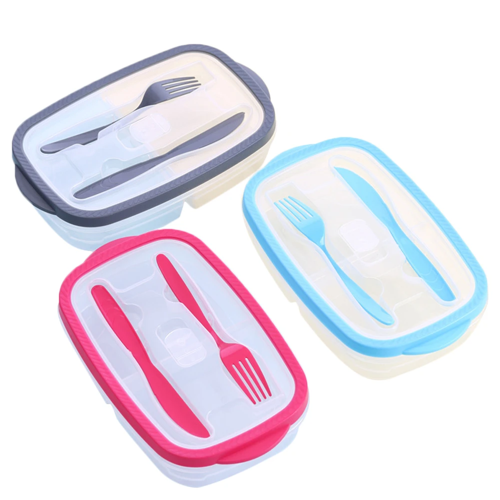 Plastic Bento Box Meal Storage Food Prep Lunch Box 2 Compartment