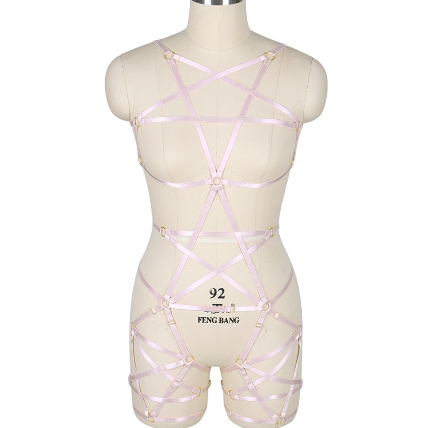MLCN0125pink Красный боди жгут белье сексуальные топы клетка бюстгальтер Фетиш Грудь Пояс Нижнее белье ремешки бондаж для руки Регулировка размера плюс мягкий Готический рейв - Цвет: MLCN0125pink