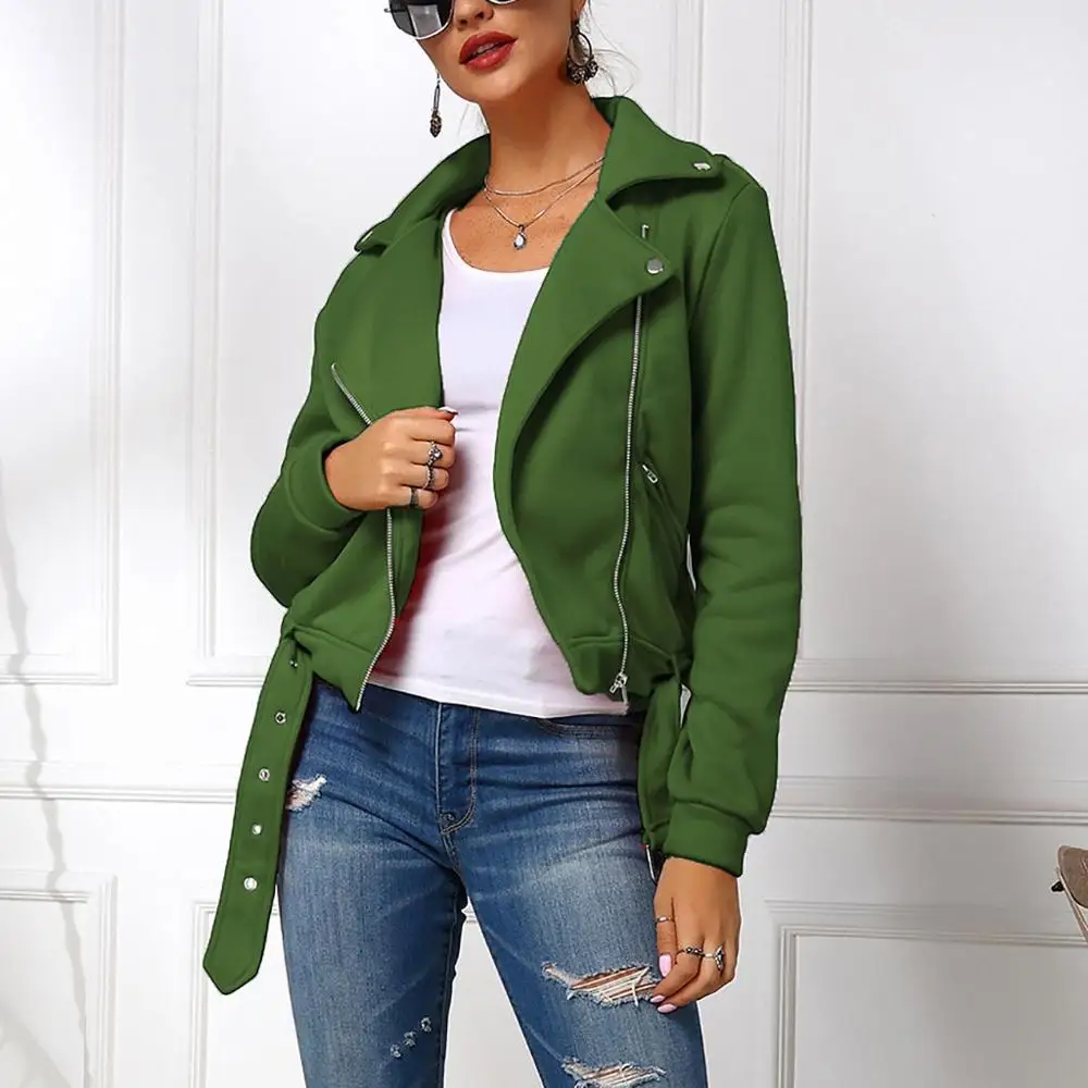 Осенне-зимнее женское пальто, женские повседневные топы, женские замшевые куртки на молнии, женские теплые пальто, модная уличная одежда - Цвет: Зеленый