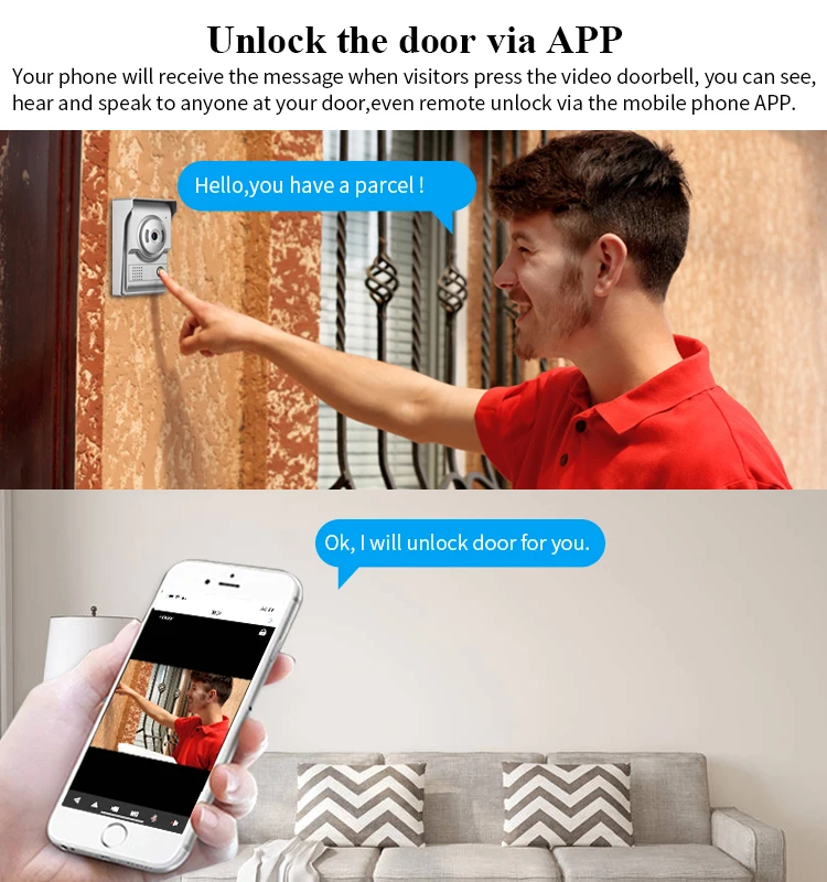 APP remote control smart video doorbell wifi video door phone intercom system