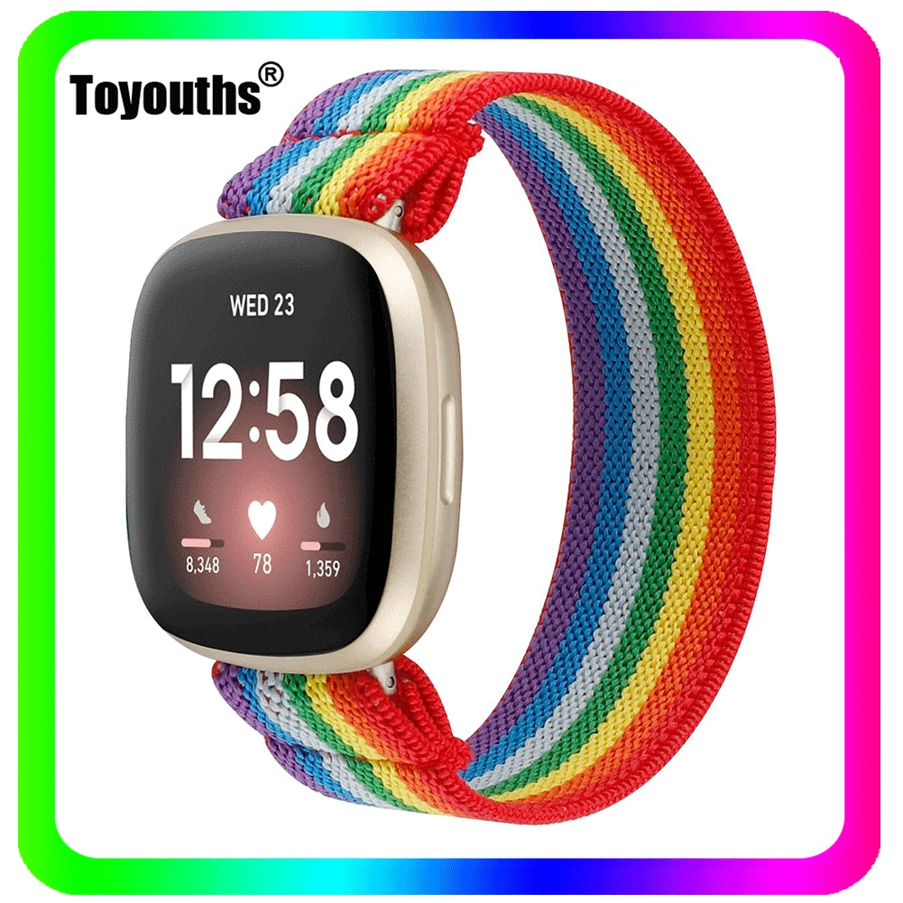 Scrunchies Cinturini Elastici Per Orologi Per Fitbit Versa 3 Donne Soft Solo Loop Band Nylon Watch Accessori Di Ricambio Per Fitbit Sense