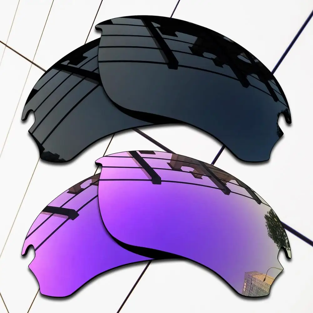 E.O.S 2 Pairs Black & Purple Polarized Replacement Lenses for Oakley Si Speed Jacket OO9228 Sunglasses