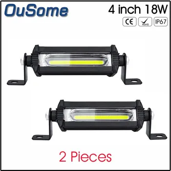 

2 pieces 3 years warranty high power 18W 4" INCH waterproof LED work light offroad 4x4 super slim single row led light bar